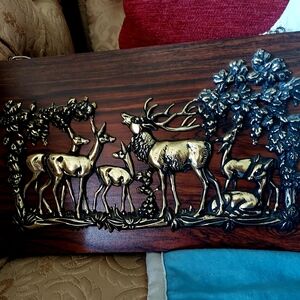 Wooden Clutch with Gold Deer Design